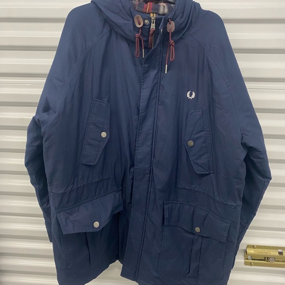 Fred Perry Jackets Coats Fred Perry Navy Blue Hoodie Parka